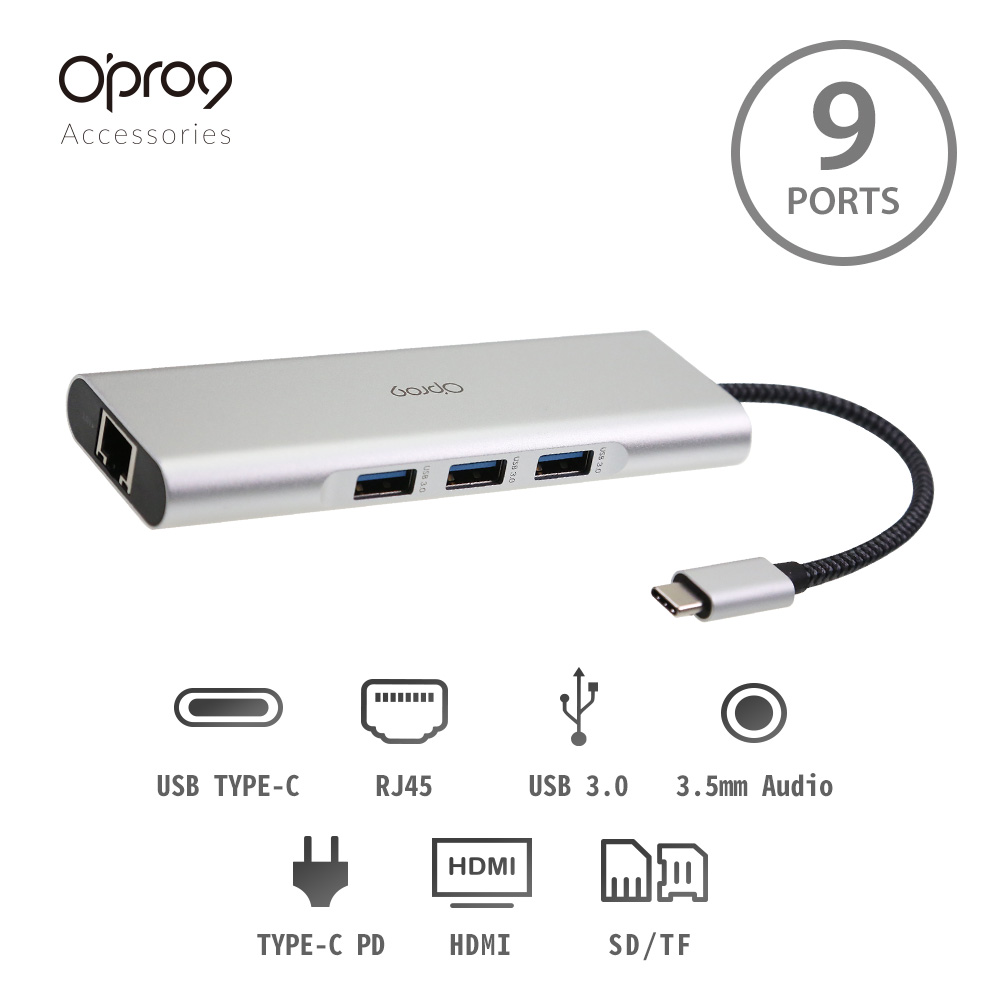 Opro9 9ポート USB Type-C 変換アダプター